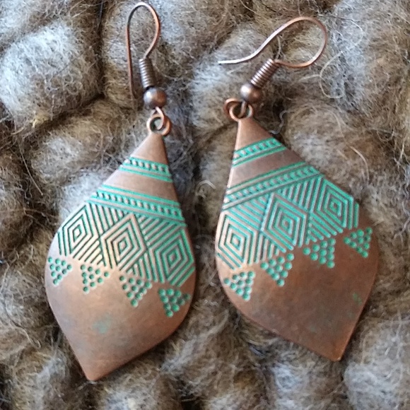 Copper with patina earrings - Picture 1 of 5